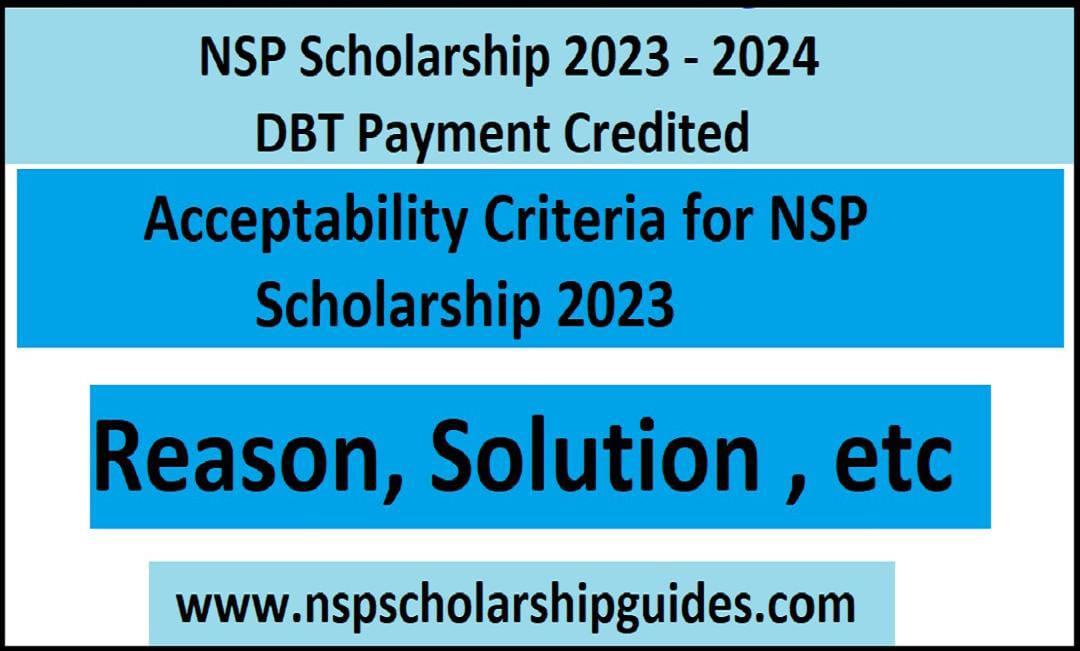 NSP Scholarship 2023 - 2024 DBT Payment Credited